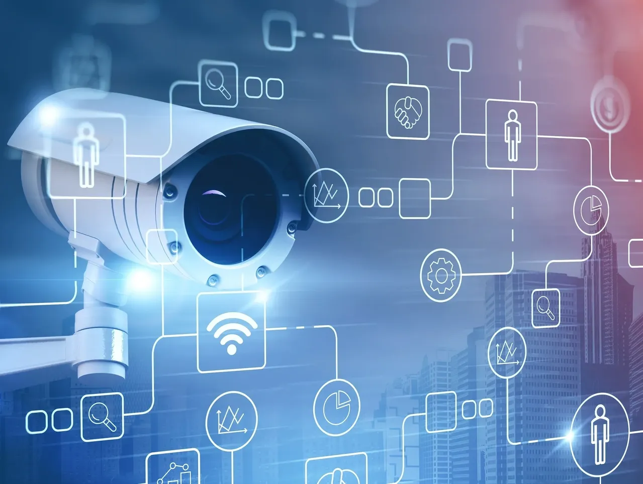 Security camera with digital network overlay tracked with RenewAlert vendor management software