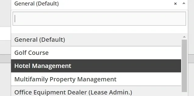 Dropdown menu showing custom reminder categories in RenewAlert Operations Guide Software