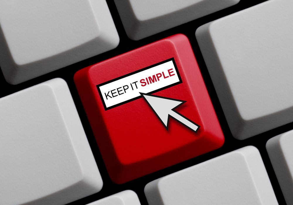 Red keyboard button labeled “Keep It Simple” symbolizes RenewAlert’s easy-to-use vendor management software.